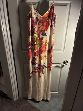 JS Collections Cream Maxi Dress with Multicolor Floral Print